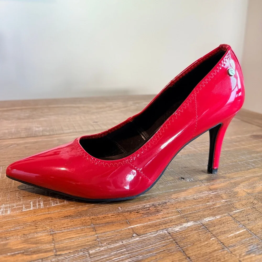 Simply Vera Vera Wang Red Patent Pointed Toe Pumps Stiletto Heels Womens 6 Party